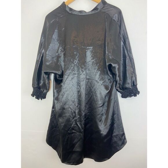 Anne Klein- Black Silk 3/4 Sleeve Collared Blouse - Picture 6 of 7